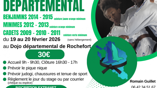 Stage Départemental de Judo – Benjamins, Minimes & Cadets